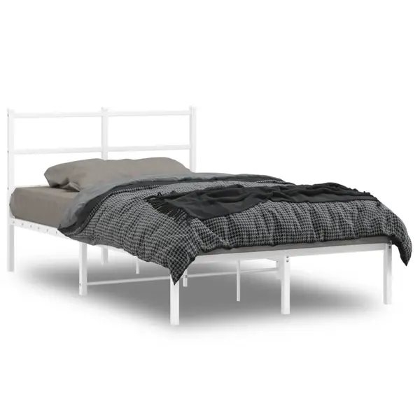 Gossi cadru de pat metalic cu tablie, alb, 120x190 cm