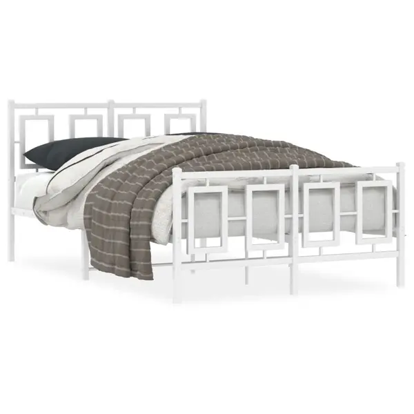 Gossi cadru de pat metalic cu tablie, alb, 120x190 cm