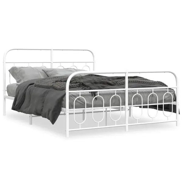 Gossi cadru de pat metalic cu tablie, alb, 135x190 cm