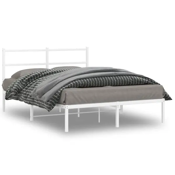 Gossi cadru de pat metalic cu tablie, alb, 140x190 cm