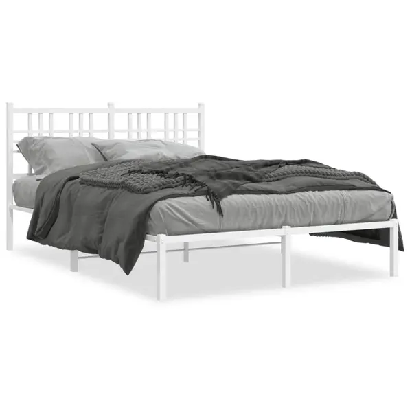 Gossi cadru de pat metalic cu tablie, alb, 140x190 cm