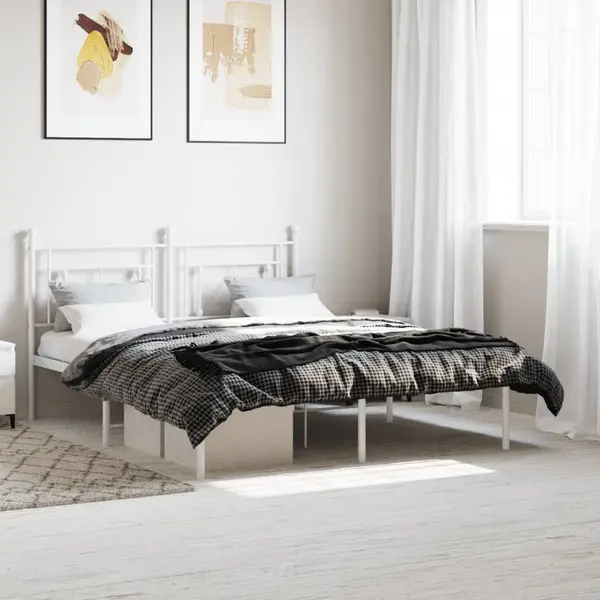 Gossi cadru de pat metalic cu tablie, alb, 160x200 cm