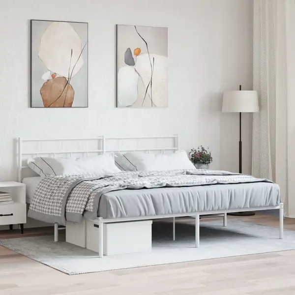 Gossi cadru de pat metalic cu tablie, alb, 180x200 cm