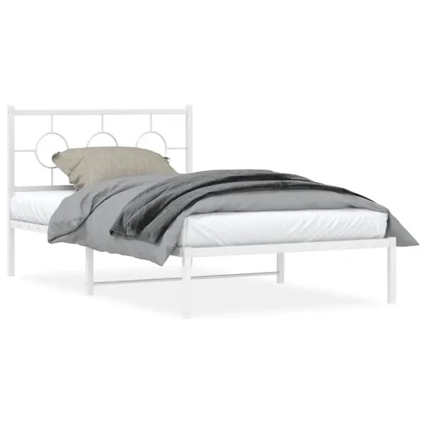 Gossi cadru de pat metalic cu tablie de cap/picioare, alb, 107x203 cm