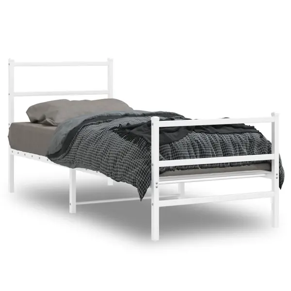 Gossi cadru de pat metalic cu tablie de cap/picioare alb, 80x200 cm