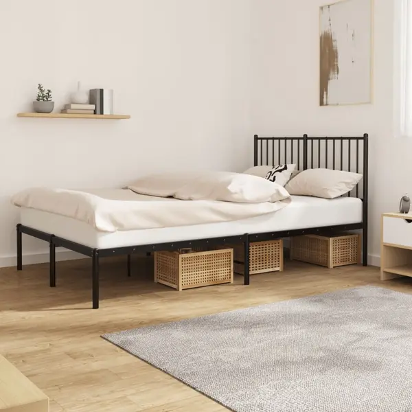 Gossi cadru de pat metalic cu tablie, negru, 120x190 cm