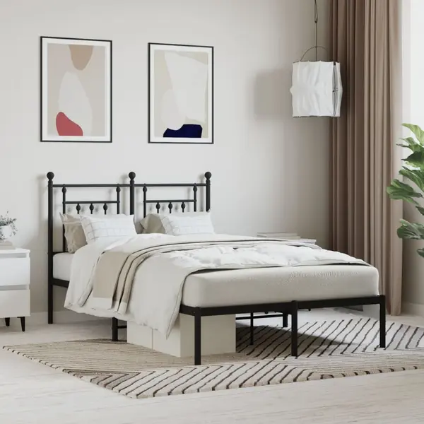 Gossi cadru de pat metalic cu tablie, negru, 120x190 cm