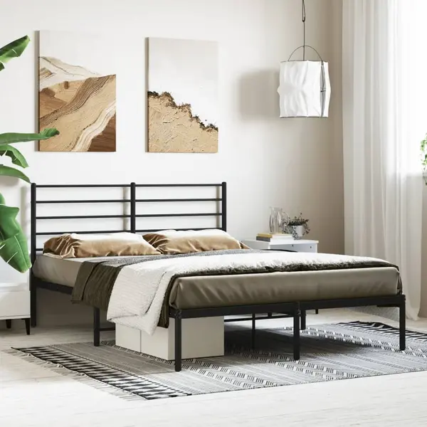 Gossi cadru de pat metalic cu tablie, negru, 120x200 cm