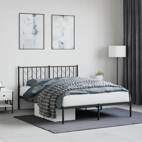 Gossi cadru de pat metalic cu tablie, negru, 140x190 cm