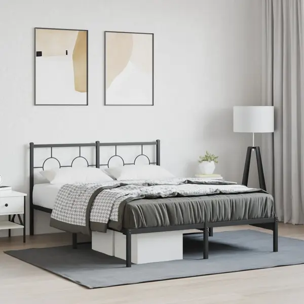 Gossi cadru de pat metalic cu tablie, negru, 140x190 cm
