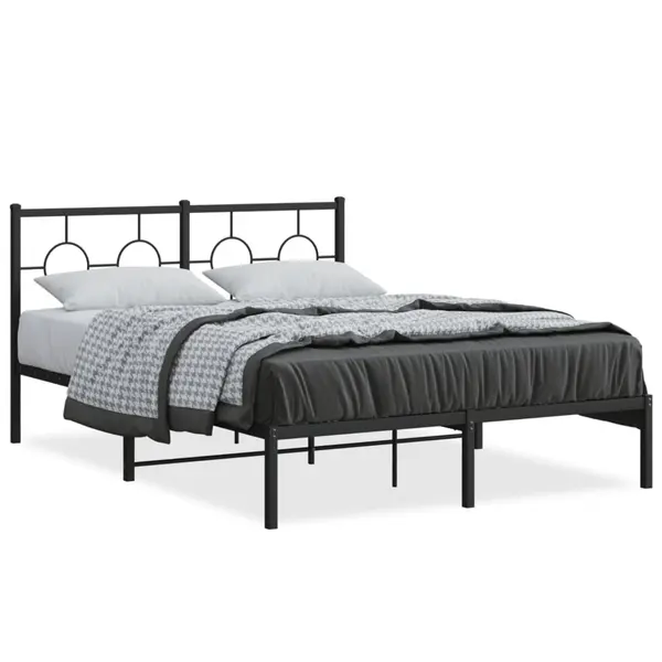 Gossi cadru de pat metalic cu tablie, negru, 140x200 cm
