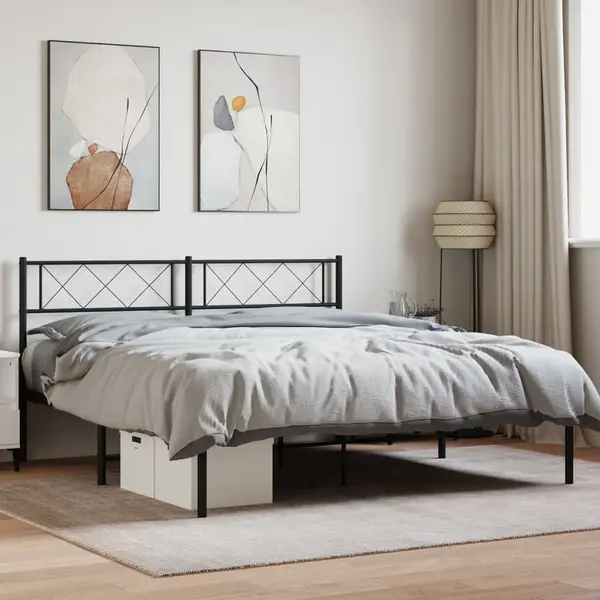 Gossi cadru de pat metalic cu tablie, negru, 160x200 cm