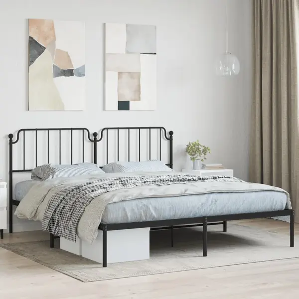 Gossi cadru de pat metalic cu tablie, negru, 183x213 cm