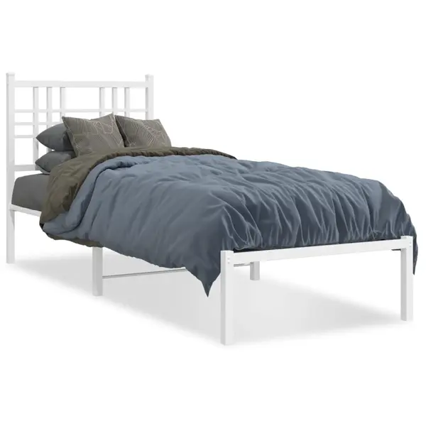 Gossi cadru de pat metalic fara saltea, cu tablie, alb, 75x190 cm
