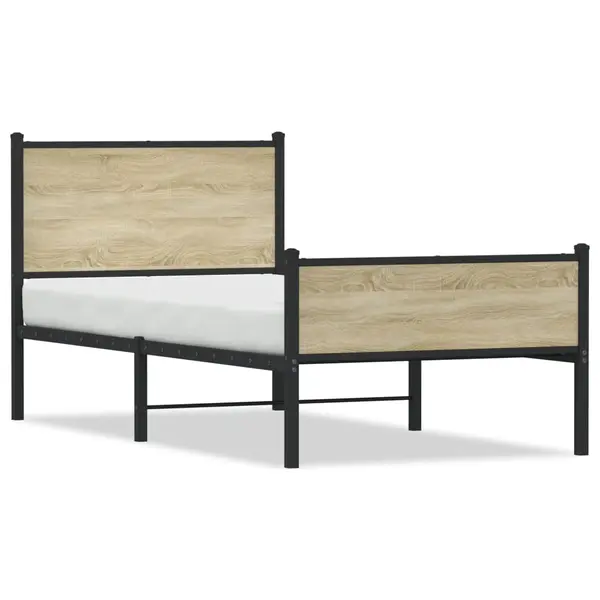 Gossi cadru de pat metalic fara saltea, stejar sonoma, 75x190 cm