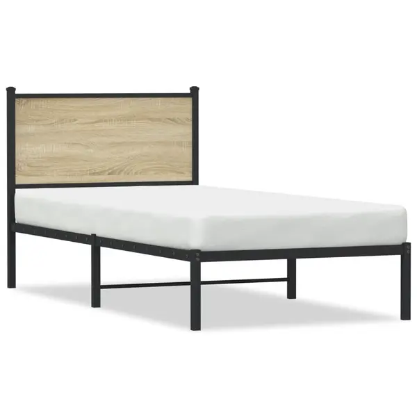 Gossi cadru de pat metalic fara saltea, stejar sonoma, 75x190 cm