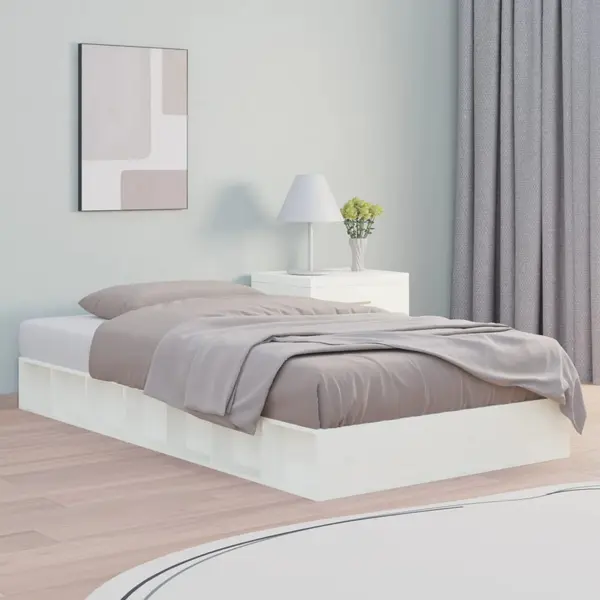 Gossi cadru de pat mic dublu, alb, 120x190 cm, lemn masiv