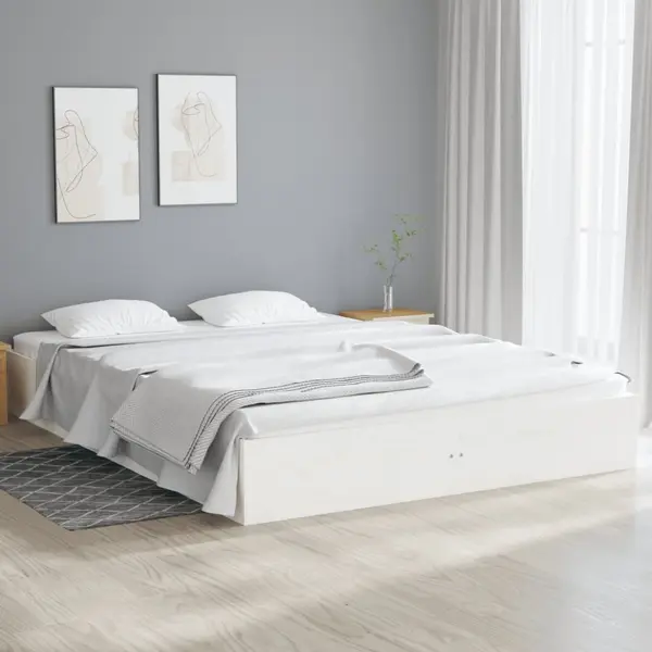 Gossi cadru de pat mic dublu, alb, 120x190 cm, lemn masiv