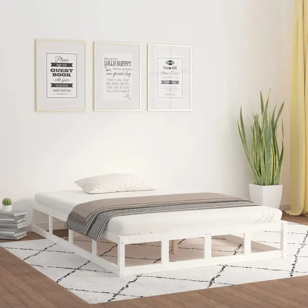 Gossi cadru de pat mic dublu, alb, 120x190 cm, lemn masiv
