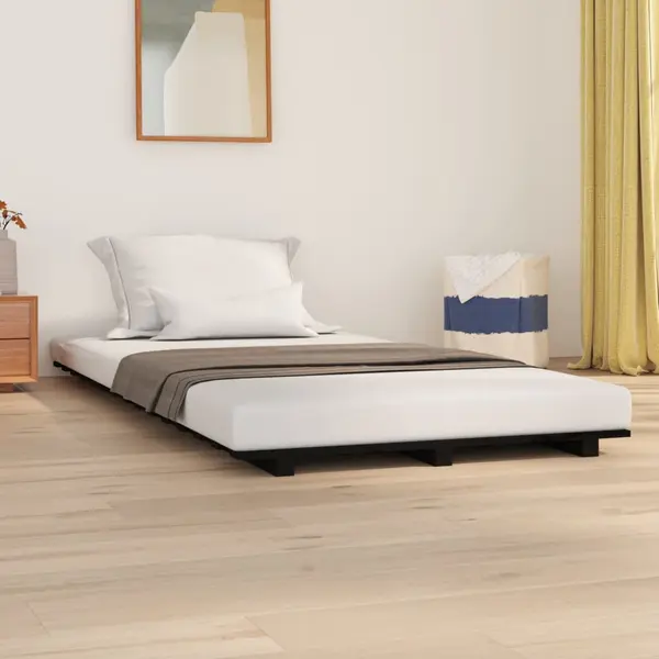 Gossi cadru de pat, negru, 100x200 cm, lemn masiv de pin