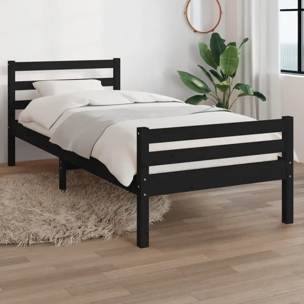 Gossi cadru de pat, negru, 100x200 cm, lemn masiv de pin
