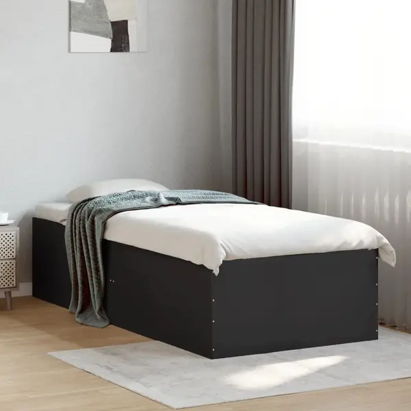 Gossi cadru de pat, negru, 100x200 cm, lemn prelucrat