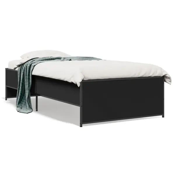 Gossi cadru de pat, negru, 100x200 cm, lemn prelucrat si metal