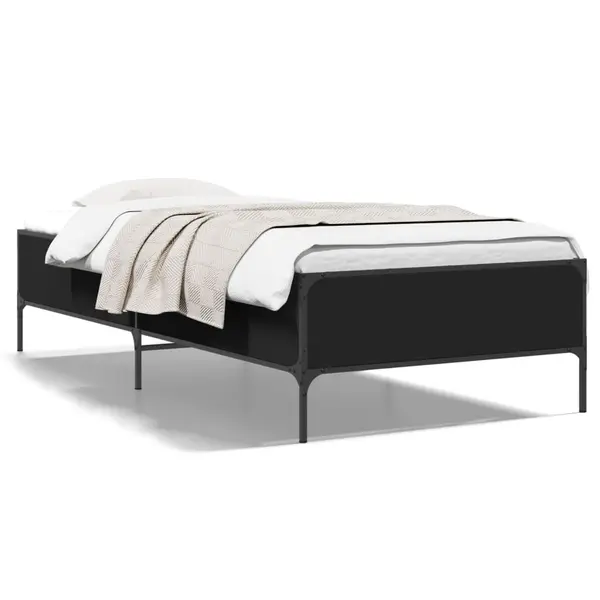 Gossi cadru de pat, negru, 100x200 cm, lemn prelucrat si metal