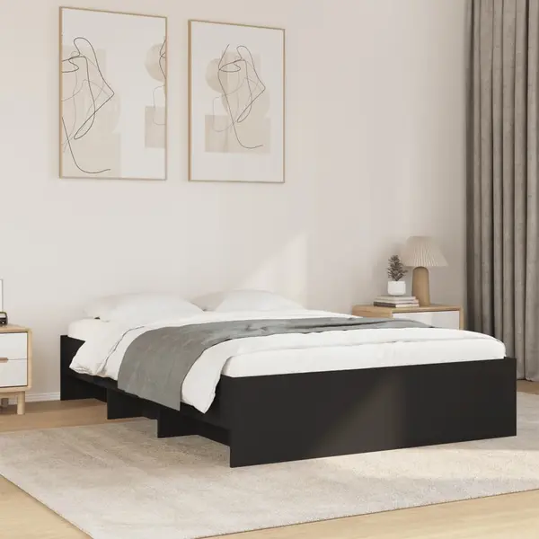 Gossi cadru de pat, negru, 120x190 cm, lemn prelucrat
