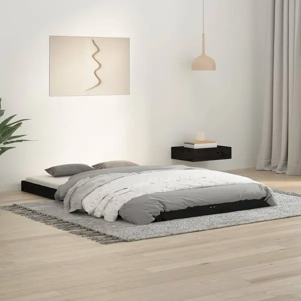 Gossi cadru de pat, negru, 120x190 cm, mic, dublu, lemn masiv de pin
