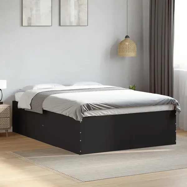 Gossi cadru de pat, negru, 120x200 cm, lemn prelucrat