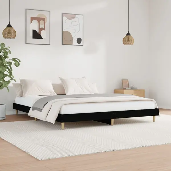 Gossi cadru de pat, negru, 120x200 cm, lemn prelucrat