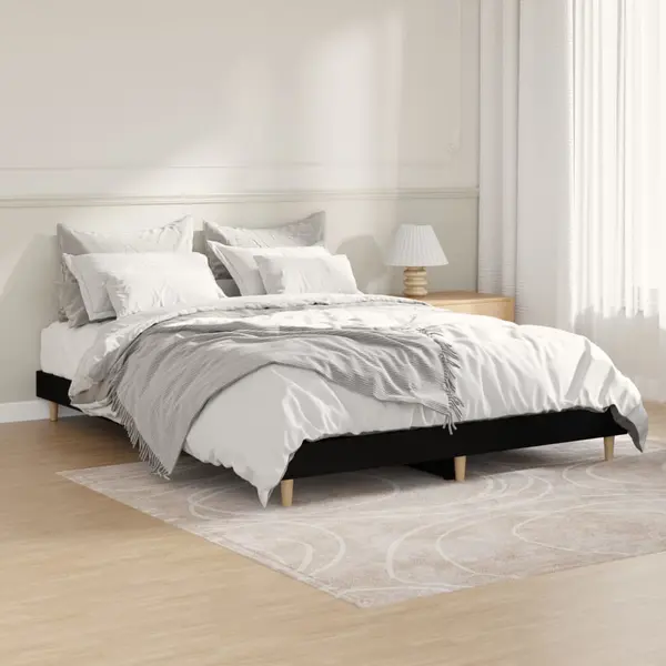 Gossi cadru de pat, negru, 140x190 cm, lemn prelucrat