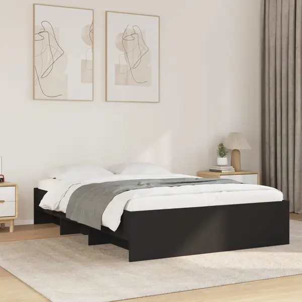 Gossi cadru de pat, negru, 140x200 cm, lemn prelucrat