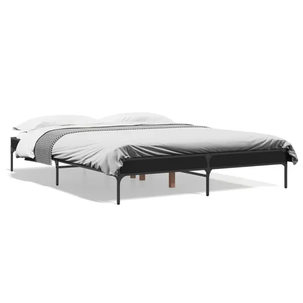 Gossi cadru de pat, negru, 140x200 cm, lemn prelucrat si metal