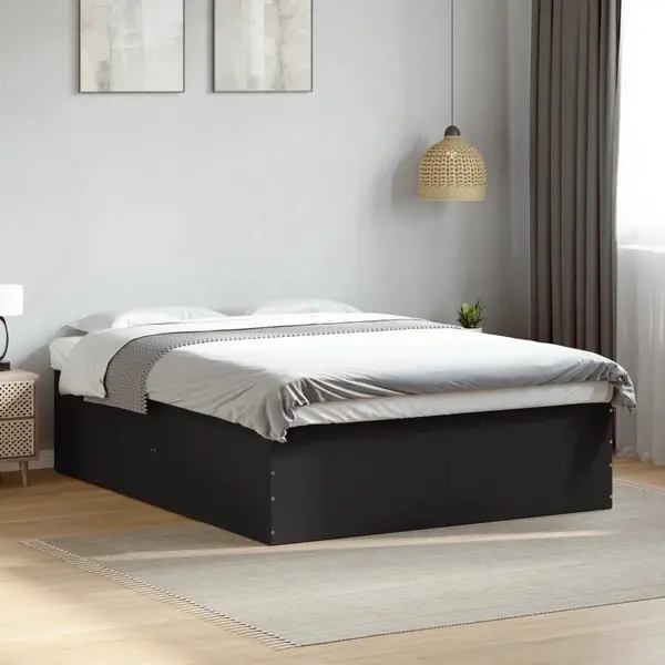 Gossi cadru de pat, negru, 150x200 cm, lemn prelucrat
