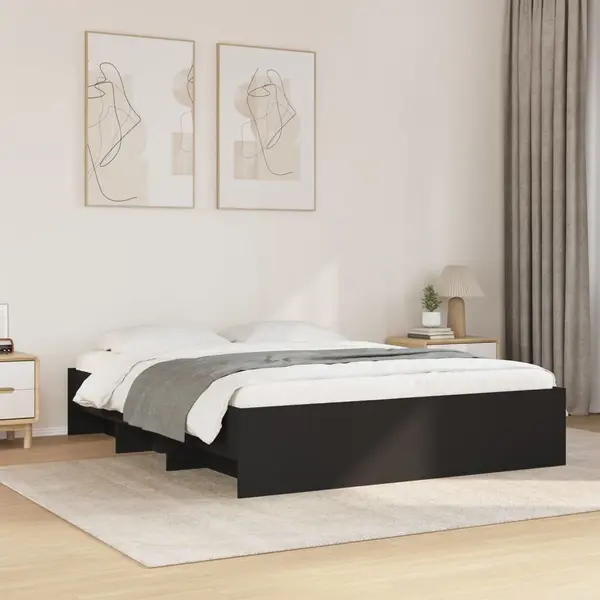 Gossi cadru de pat, negru, 160x200 cm, lemn prelucrat