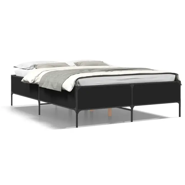 Gossi cadru de pat, negru, 160x200 cm, lemn prelucrat si metal