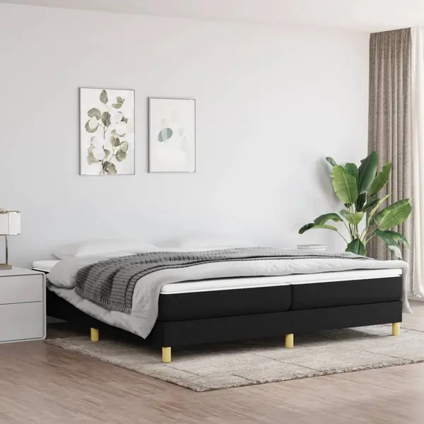 Gossi cadru de pat, negru, 200x200 cm, material textil