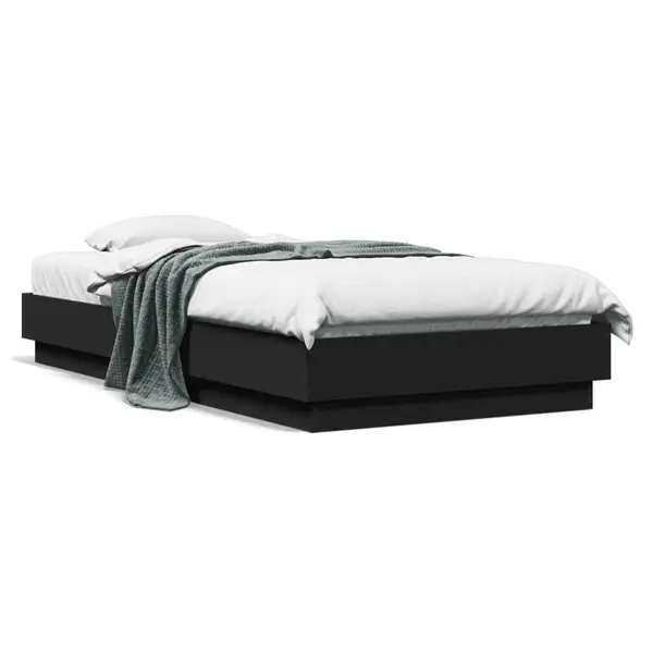 Gossi cadru de pat, negru, 75x190 cm, lemn prelucrat