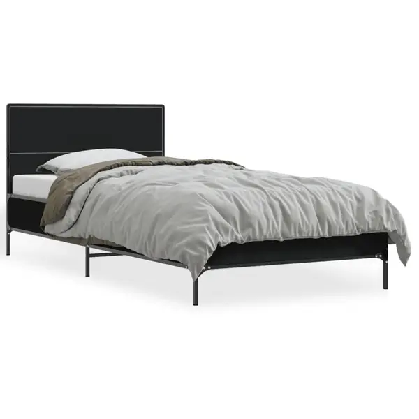 Gossi cadru de pat, negru, 75x190 cm, lemn prelucrat si metal