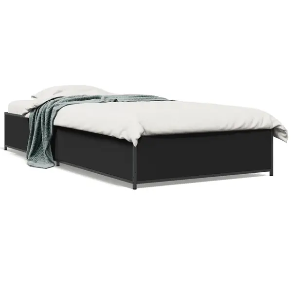 Gossi cadru de pat, negru, 75x190 cm, lemn prelucrat si metal