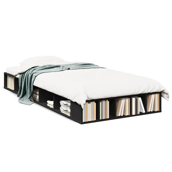 Gossi cadru de pat, negru, 90x190 cm, lemn prelucrat