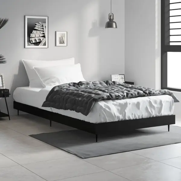 Gossi cadru de pat, negru, 90x200 cm, lemn prelucrat