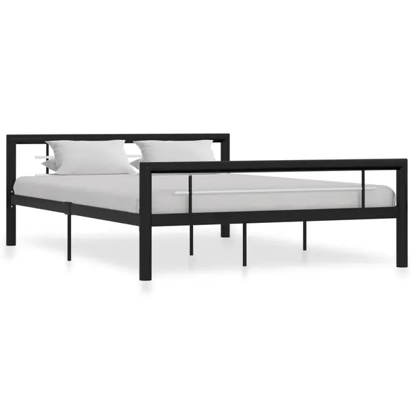Gossi cadru de pat, negru si alb, 140 x 200 cm, metal