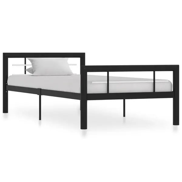 Gossi cadru de pat, negru si alb, 90 x 200 cm, metal