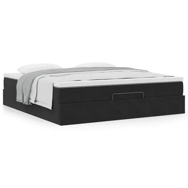Gossi cadru de pat otoman cu saltea, catifea neagra 160x200cm