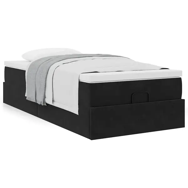 Gossi cadru de pat otoman cu saltea, catifea neagra 90x190cm