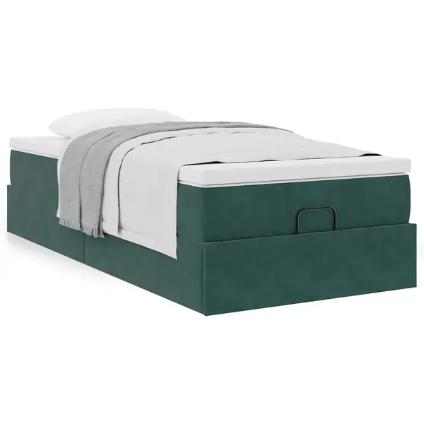 Gossi cadru de pat otoman cu saltea catifea verde inchis 90x200cm