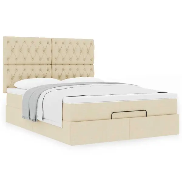Gossi cadru de pat otoman cu saltea crem 140x200cm stofa
